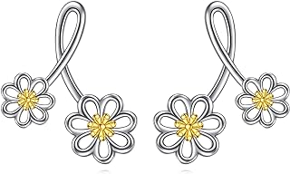 AXELUNA Daisy Earrings Stud Sterling Silver Daisy Flower Jewelry Gift for Women Girls