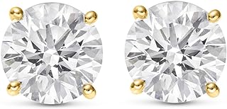 IGI Certified, Platinum Push-Back Lab-Grown Diamond Stud Earrings for Women - Round Cut, H-I Color, SI1-SI2 Clarity