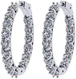Zsa Zsa Oval Hoop Earrings Solid 925 Sterling Silver w/Pure Brilliance Zirconia, Simulated Diamond Hoops