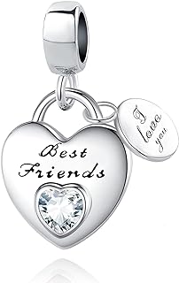 QeenseKc Love You Family Heart Pendant Charm Cubic Zirconia Bead for Pandora Bracelet Necklace