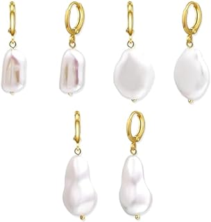 Gold Drop Pearl Earrings for Women,Dainty Pearl Hoop Earrings Threaded Earrings Chain Earrings Double Piercing Drop Earrings Diamond Earrings Wedding Earrings Gift