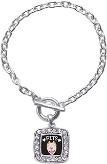 Inspired Silver - Silver Square Charm Toggle Bracelet with Cubic Zirconia Jewelry