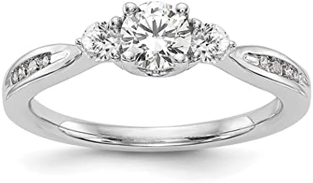 14k White Gold Cushion Cut Lab Grown Diamond Engagement Ring, SI1-SI2 Clarity, GHI Color, Size 6, for Women, Three-Stone Design