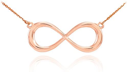 Women's High Polish 14k Rose Gold Dainty Forever Infinity Necklace with Chain