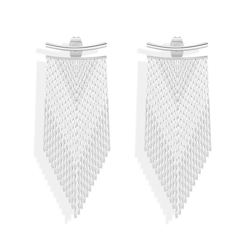 Ritach Gold Tassel Dangle Earrings for Women 925 Sterling Silver Post Long Dangle Statement Earrings Hypoallergenic Sparkly Fringe Earrings for Prom Party