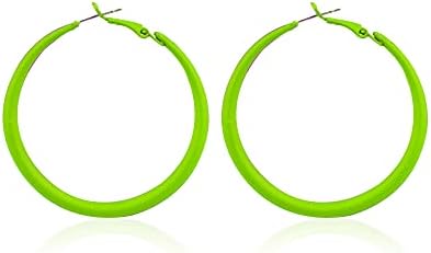 80s Hoop Earrings Colorful Hoop Earrings Neon Chunky Hoop Earrings Chunky Earrings Large Retro Exaggerated Round Hoop Earrings for Women Girls Halloween Party Vintage Holiday Jewelry