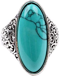 Elegant Gold-Filled Created-Turquoise Ring for Women by LadayPoa, Gothic Inspired Design in Sterling Silver Plating