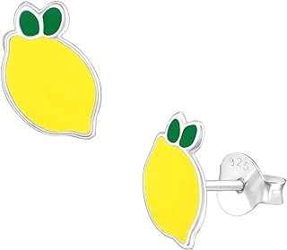 6mm Tiny Lemon Ear Studs 925 Sterling Silver Push Back Earrings
