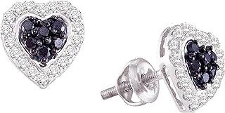 14K White Gold Screw Back 1/3 Carat Diamond Heart Design Stud Earrings for Women, Fiancées, Moms, Sisters, and In-laws