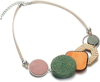 Acrylic Pendant Necklace Fashion Colorful Resin Charms Chunky Necklace Boho Chic Charm Statement Necklace Rainbow Color Geometric Chunky Necklace for Women