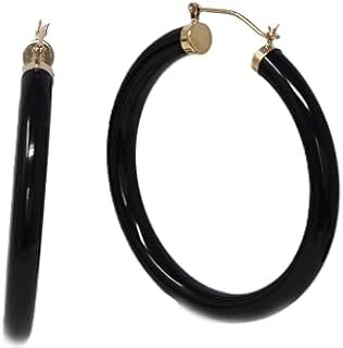 Latch-Back 10K Yellow Gold Jade Hoop Earrings, Hoop Design, Ideal for Daily Wear and Special Occasions