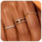 Honsny Gold Stackable Rings for Women with Cubic Zirconia Stone - 14K Gold Plated Brass Material, Dainty Thumb, and Promise Designs