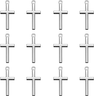100 Pieces Metal Smooth Surface Pocket Small Cross Charms Bulk Crucifix Pendants Beads for Men and Women DIY Keychain Religious Bracelets Necklace Jewelry Making Crafting Supplies