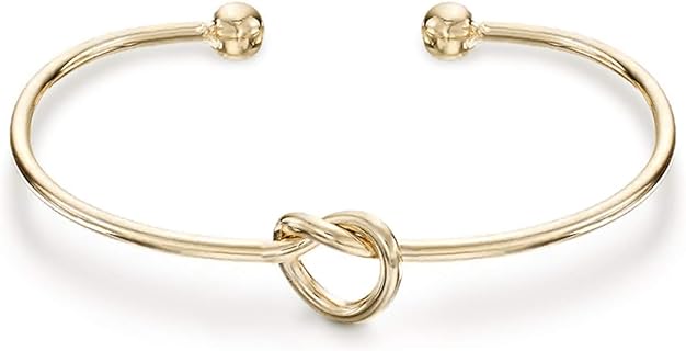 Lobster Claw Clasp 14K Gold-Plated Love Knot Bangle | Women's Box Chain Infinity Bracelet