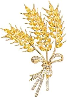 Charming Women's Yellow Wheat Alloy Brooch with Pin Clasp - Gold-Toned Lapel Jacket Brooch