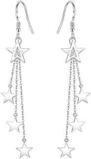 Stylish Temperament Multi-Star Drop Dangle Zinc Alloy Earrings for Women and Girls with Hollow Star Design
