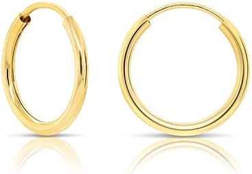 14k Yellow Gold Round Endless Hoop Earrings - 10-20mm…
