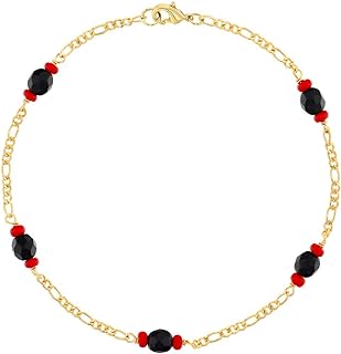 In Season Jewelry Simulated Azabache Anklet Good Luck Protection for Ladies and Women 10" Fashionable and Trendy Anklet - Energy and Protection Anklet for Teen Girls