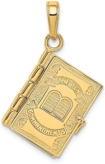 14K Yellow Gold Clasp -10 Commandments Charm Bracelet for Spiritual Enthusiasts, Bible Shape Design by FJC Finejewelers