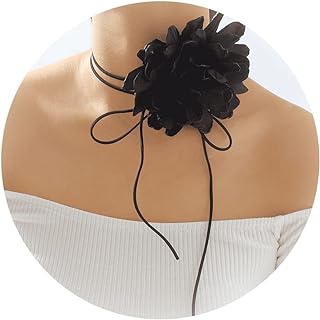 Bohemian Lace Flower Choker: Red & Black, Cable Chain Zinc Necklace for Women - Vintage Rose Design Gift