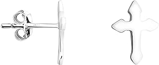 SOFIA MILANI Women's Black Cross Sterling Silver Stud Earrings with Push-Back Closure and Nickel-Free Design, E1189