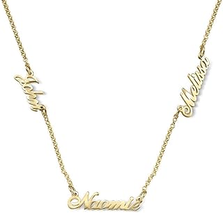 Oak&Luna - Personalized Heritage Diamond Multiple Name Necklace in Sterling Silver, Gold & Rose Gold Plating, Gold Vermeil With Diamond - Dainty Gift for Her, Women For Mother's Day, Christmas, Summer Gift - Up to 5 Custom Names