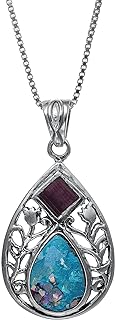 Unisex Nano Sim New Testament Silver Pendant with Roman Glass & Floral Design