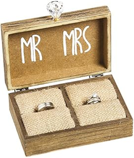 Cypress Home Wooden Wedding Ring Holder - 'Two Become One' Rustic Decorative Box with Hinged Design - Ideal Keepsake Gift for Brides - Engagement and Wedding Ceremony Decor