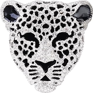 Vintage Black Enamel Crystal Spotted Leopard Head Brooch Rhinestone Animal Broach Pin Lapel Pin Badge Corsage Suit Jewelry for Men Women