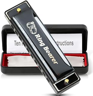 Ring Bearer Gifts Harmonica Ring Custom Engraved Black Harmonica C Key 10 Hole For Wedding Gifts Kids