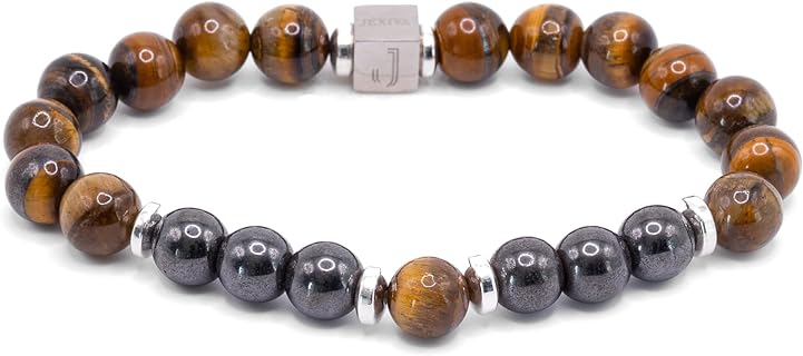 Box Chain Hematite Bead Bracelet in Stainless Steel for Unisex - 8mm Bead Design for Meditation and Yoga