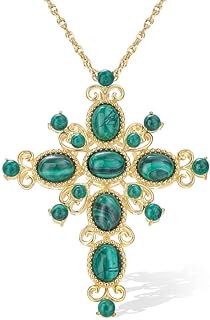 925 Sterling Silver Cross Pendant Necklace with London Blue Topaz, Peridot, Amethyst Gemstones for Women, Classic Design