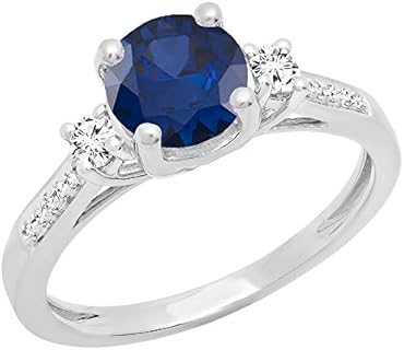 18K Rose Gold Art Deco Engagement Ring with 7mm Natural Blue Sapphire and White Diamond, Ideal for Women, Three Stone Design