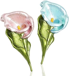 2 Pcs Elegant Calla Lily Brooch Pins Pink and Blue Flower Brooches Breastpin Calla Lapel Pins Jewelry Accessories for Mother's Day Birthday Women Girl Clothes Collar Dress Scarf Party Decoration Gift