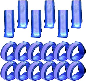 18-Pack China-Made LED Glow-In-The-Dark Bead Bracelets with S-Hook Clasp, Ball Gem, and Bright Nylon Strap - Perfect Party Accessory for Kids & Adults