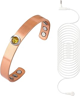 Copper Bead Grounding Bracelet with Magnetic Clasp for Men and Women, Stylish Design for Balance, Sleep, and Energy