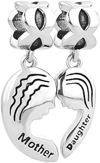 CharmSStory Mom Mother Daughter Heart Love Family Dangle Charm Beads For Bracelets