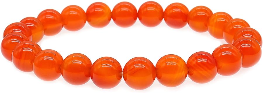 4-10mm Carnelian Crystal Bracelet Natural Carnelian Gemstone Bracelet for Women Orange Carnelian Bracelet Jewelry
