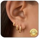 Gold Hoop Earrings for Women,14k Gold Plated Small Gold Hoop Earrings Set Hypoallergenic,Gold Huggie Hoop Cartilage Earrings,Tiny Mini Hoop Earrings Stack Non Tarnish