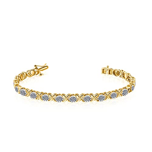 La4ve Diamonds 1/4 Carat, Sterling Silver Cross Link Round Diamond Bracelet for Women (I-J, I3) Fine Jewelry | Gift Box Included (Sterling Silver, Rose & Yellow Gold Tone)