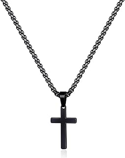 Ursteel 925 Sterling Silver Cross Pendant Black Choker Necklace with Crisscross Chain and Lobster Clasp Adorned with Cubic Zirconia Gems - Perfect for Men and Women, Classic Design