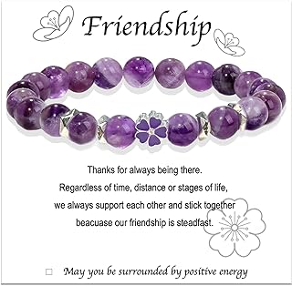 WOLEIGEDOU Flower Bracelet Aquamarine Bracelet Friendship Bracelets for Girls, 8mm Bead Healing Crystal Bracelet for Women Flower Girl Bracelet Gifts for Best Friend