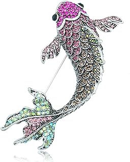 Vintage Cubic-Zirconia Fish Brooch with Pin Clasp for Women and Girls - Eye-Catching Koi Carp Design
