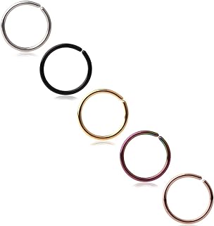 Hypoallergenic 20G 6mm Nose Ring with Round Ends, 316L Surgical Steel Piercing Hoop for Comfort and Durability Suitable for Various Body Piercings