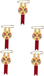 Vintage Rabbit Lapel Pin - NOLITOY Chinese Zodiac 2023 Bunny Brooch - Set of 5 Made with Durable Faux Leather and Stainless Steel- Perfect Accessory for Scarfs, Jackets- Ideal Gift for Women