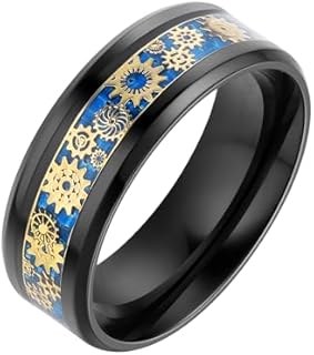 Steampunk-inspired Titanium Stainless Steel Ring for Men with Gear Wheel Design - Perfect for Weddings or Daily Wear