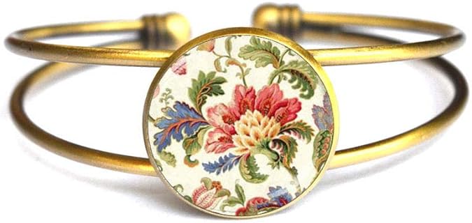 Victorian Style Flower Bangle, Victorian Floral Bangle, Flower Bangle, Victorian Accessories Jewelry, Flower Art Bangle,M214