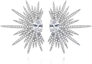 Vintage Rhinestone Angel Wing Stud Earrings for Women,Personality Exaggerated Ear Cuff Earrings Shiny Dainty Crystal Statement Earrings Wedding Party Jewelry Gifts