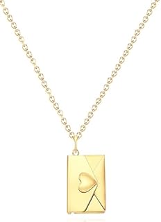 Envelope Love Letter Heart Necklace for Women Stainless Steel Love You Secret Gift Message Engraved Locket Jewelry Pendant for Couples and Family