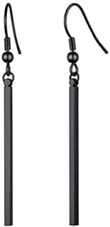 FindChic Stainless Steel Bar Drop Earrings 18K Gold Plated Thin Flat Geometric Round/Stick/Rectangle Pierced Linear Hypoallergenic Dangle Earrings for Women Girls